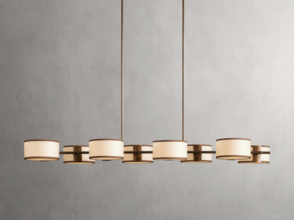 French Linen Shade Island Chandelier