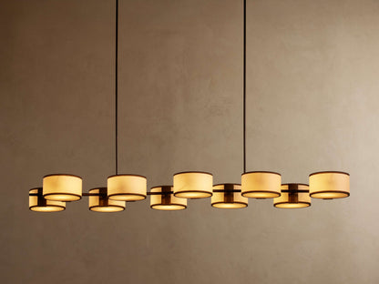 French Linen Shade Island Chandelier