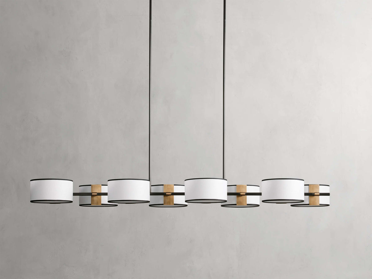 French Linen Shade Island Chandelier