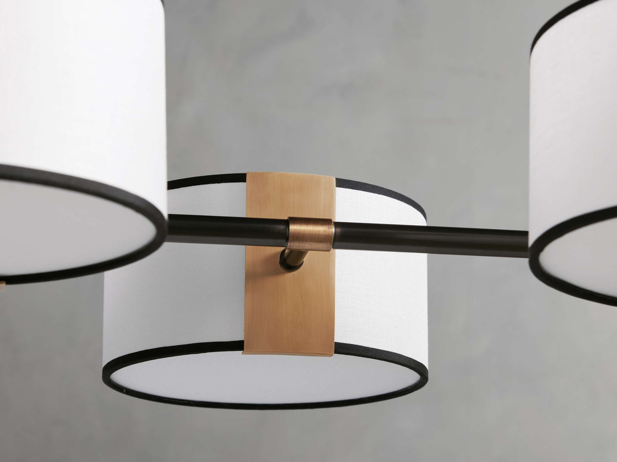 French Linen Shade Island Chandelier
