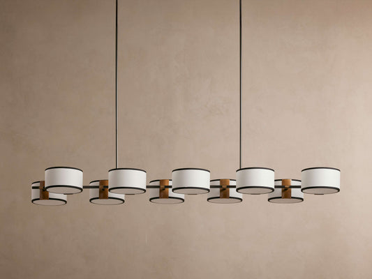 French Linen Shade Island Chandelier