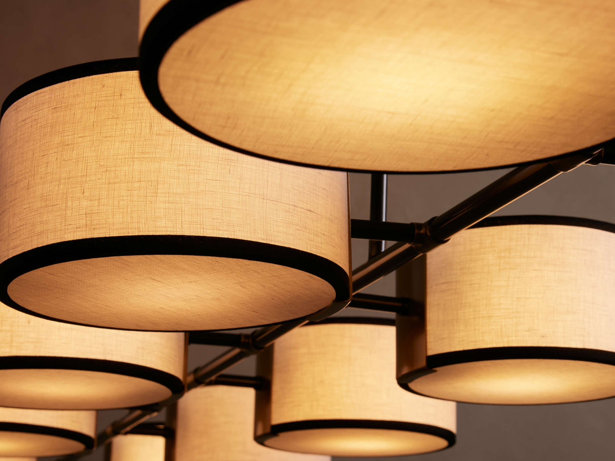 French Linen Shade Island Chandelier
