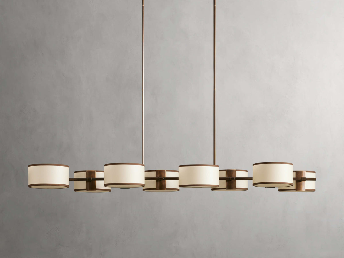 French Linen Shade Island Chandelier