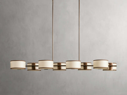 French Linen Shade Island Chandelier