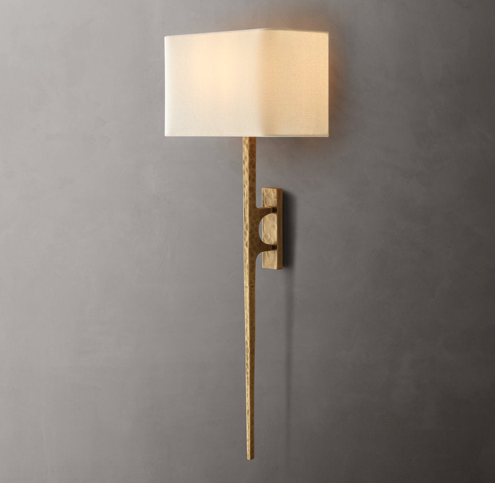 Hammered Metal Linen Column Sconce