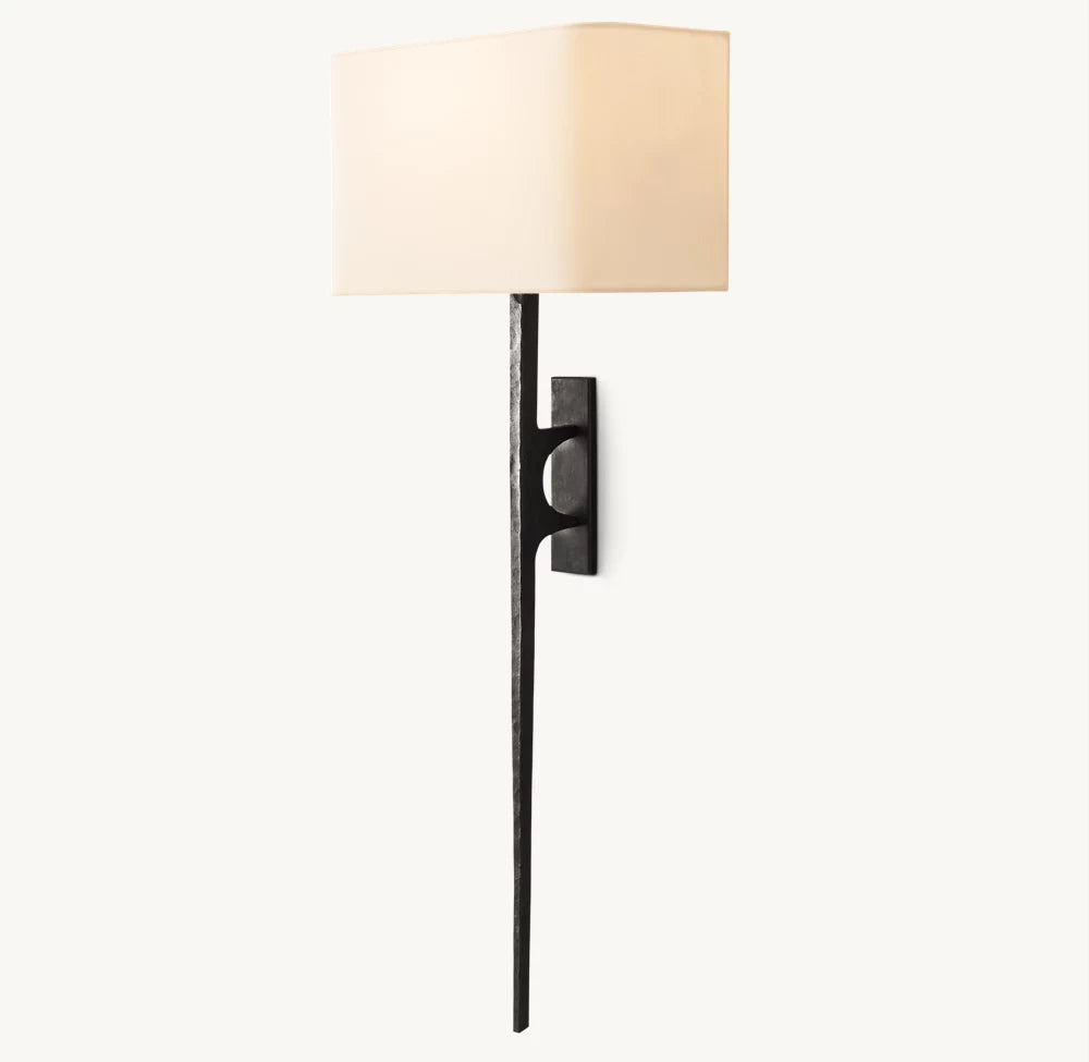 Hammered Metal Linen Column Sconce