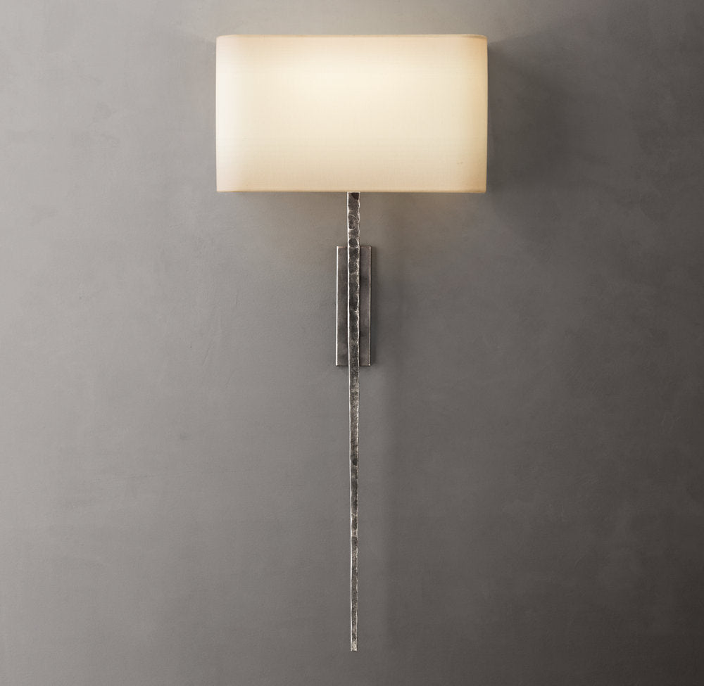 Hammered Metal Linen Column Sconce