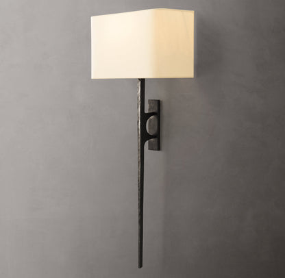 Hammered Metal Linen Column Sconce