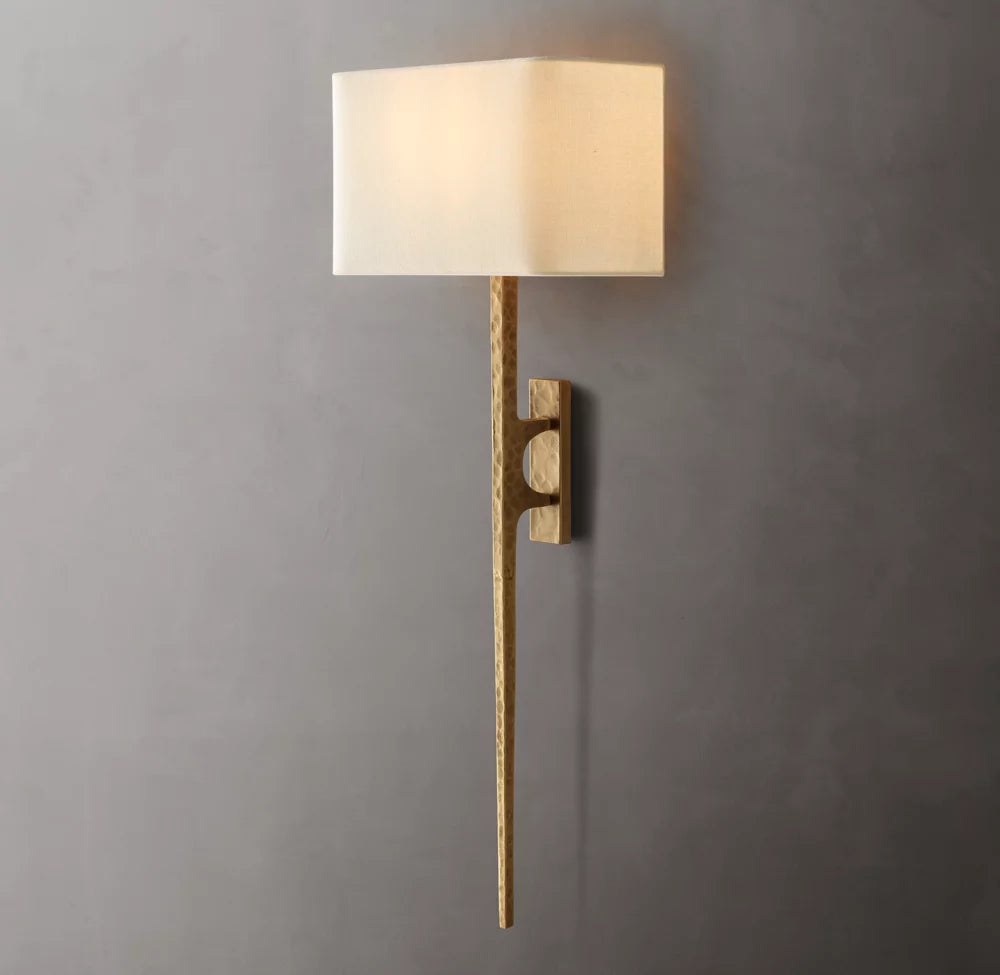 Hammered Metal Linen Column Sconce