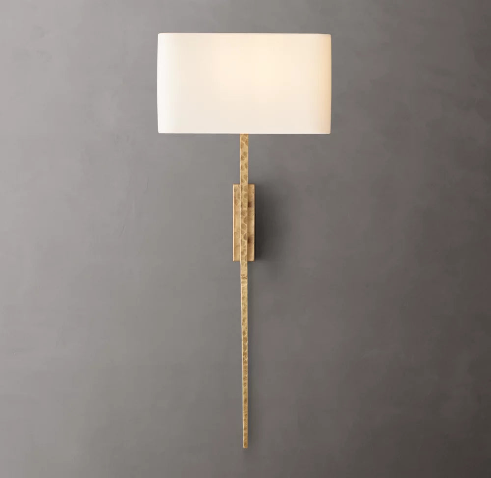 Hammered Metal Linen Column Sconce