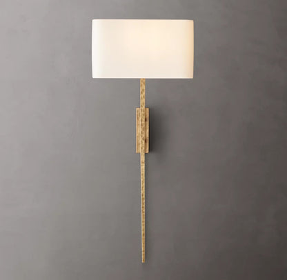 Hammered Metal Linen Column Sconce