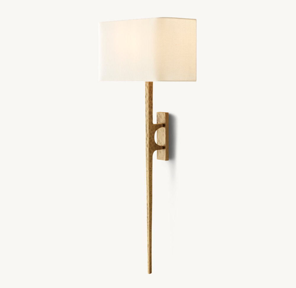 Hammered Metal Linen Column Sconce