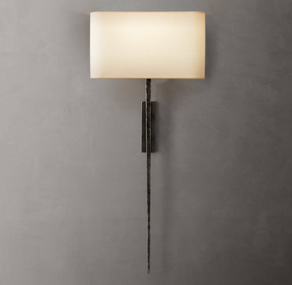 Hammered Metal Linen Column Sconce