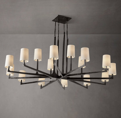 Hammered Metal Linen Shade Chandelier