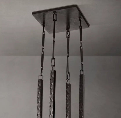 Hammered Metal Linen Shade Chandelier
