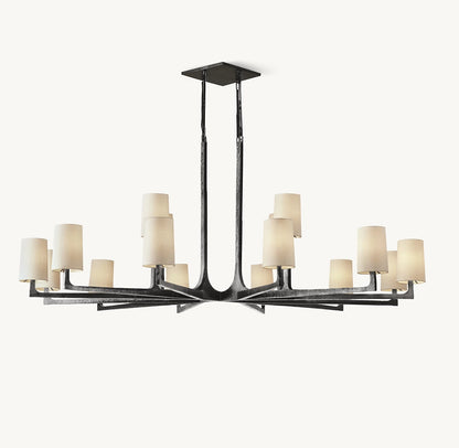 Hammered Metal Linen Shade Chandelier
