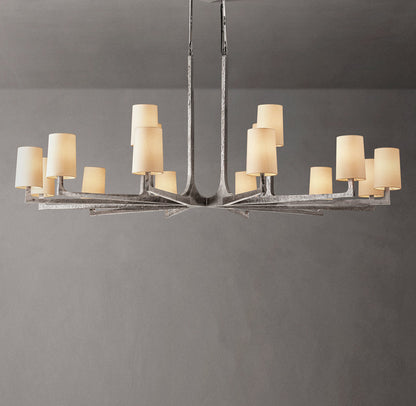 Hammered Metal Linen Shade Chandelier