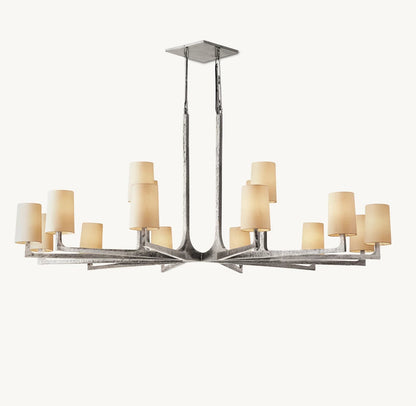 Hammered Metal Linen Shade Chandelier