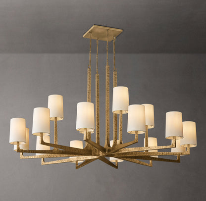Hammered Metal Linen Shade Chandelier