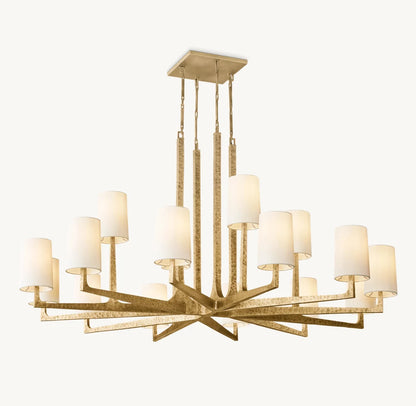 Hammered Metal Linen Shade Chandelier