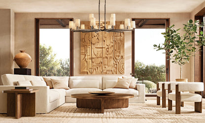 Hammered Metal Linen Shade Chandelier