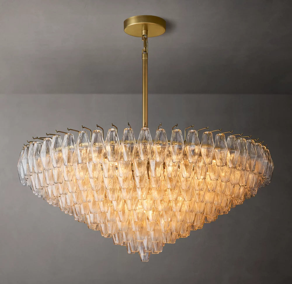 Layered Clear Glass Crown Chandelier