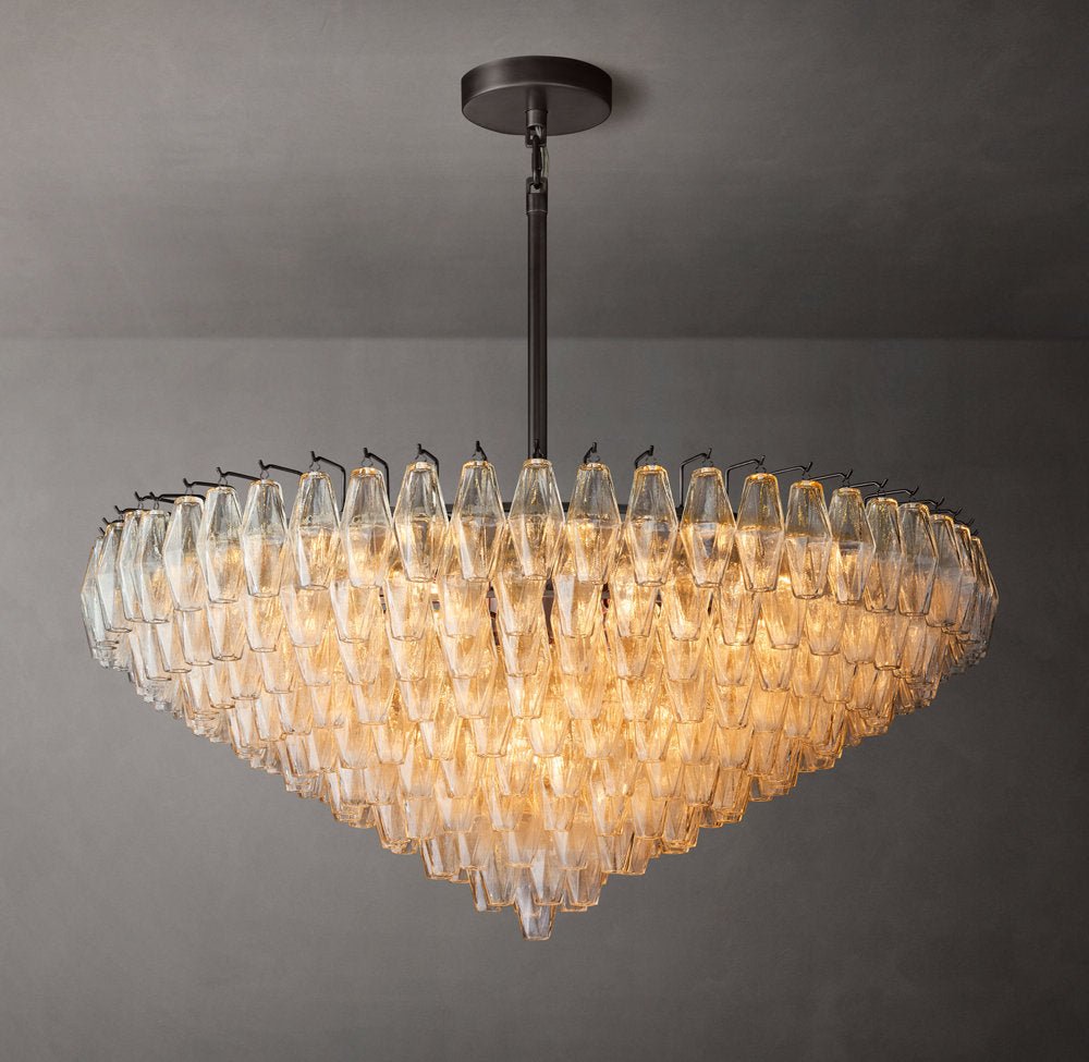 Layered Clear Glass Crown Chandelier