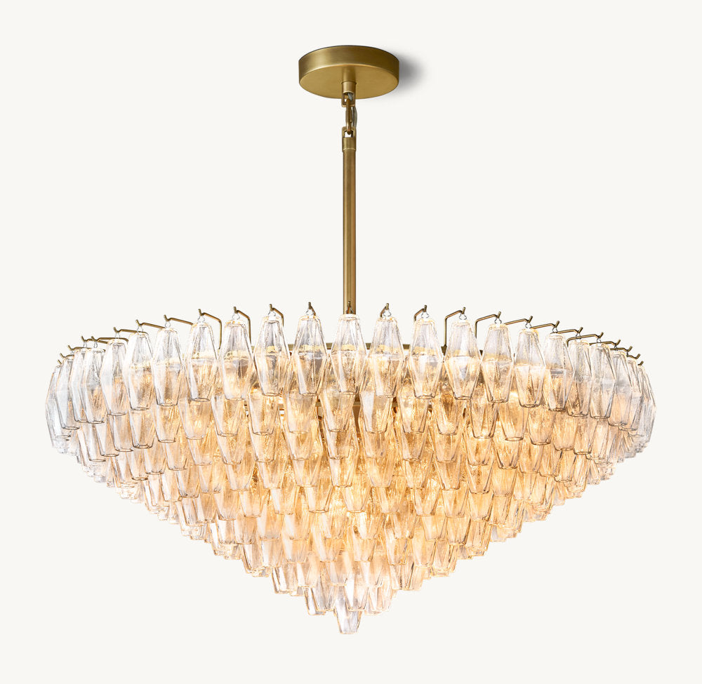 Layered Clear Glass Crown Chandelier