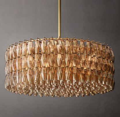Layered Smoke Glass Crown Chandelier