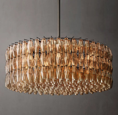Layered Smoke Glass Crown Chandelier