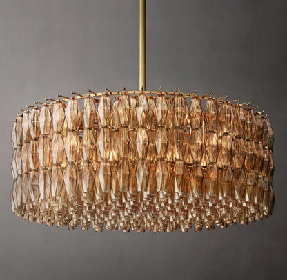 Layered Smoke Glass Crown Chandelier