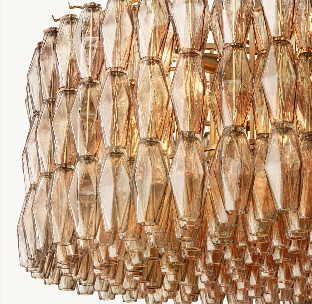 Layered Smoke Glass Crown Chandelier