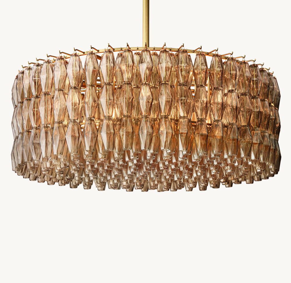 Layered Smoke Glass Crown Chandelier