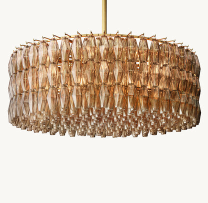 Layered Smoke Glass Crown Chandelier
