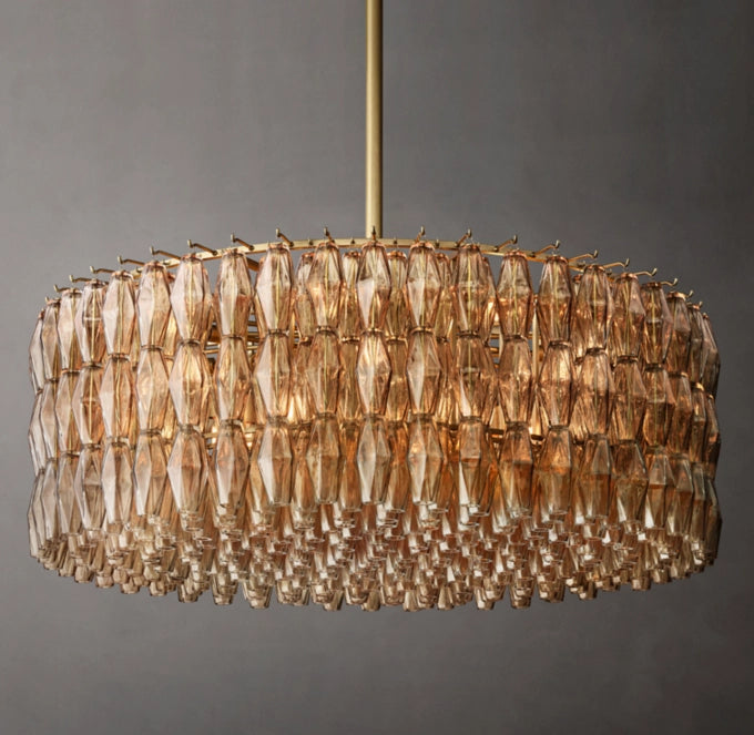 Layered Smoke Glass Crown Chandelier