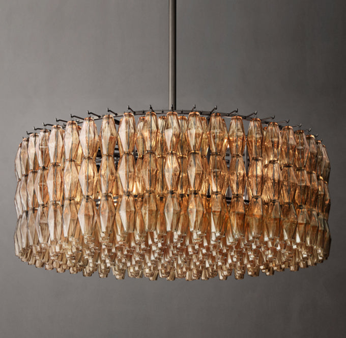 Layered Smoke Glass Crown Chandelier