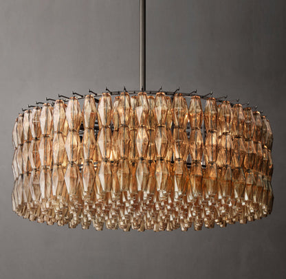 Layered Smoke Glass Crown Chandelier