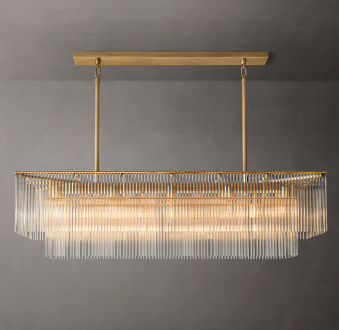 Lucienne Carved Glass Linear Chandelier