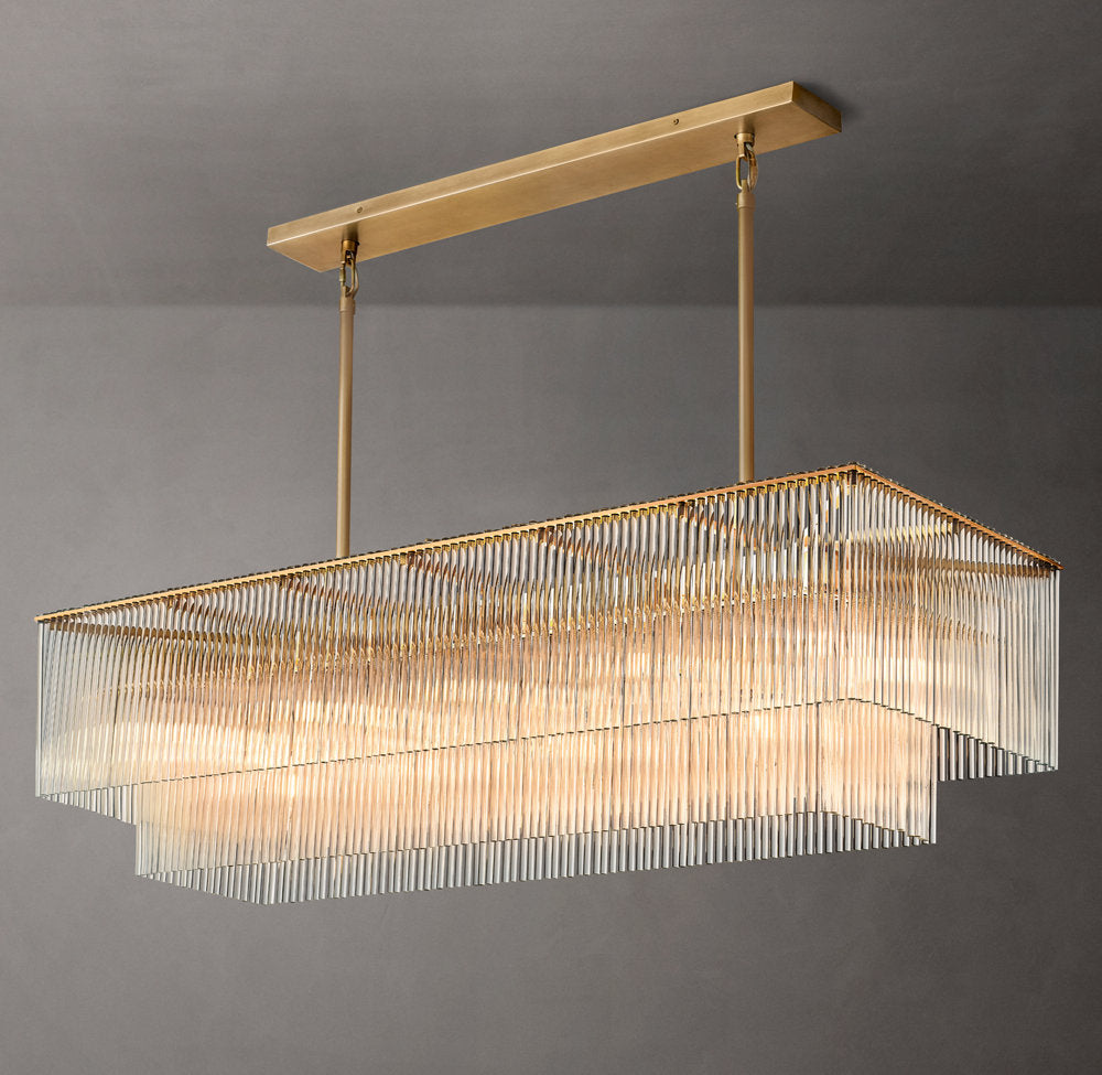 Lucienne Carved Glass Linear Chandelier