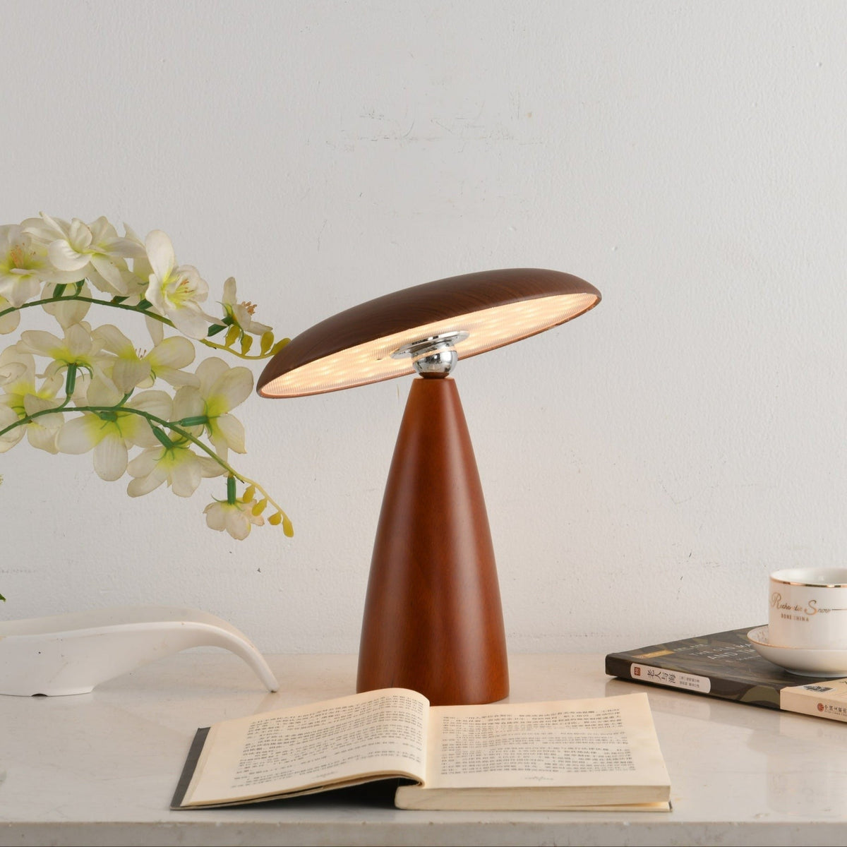 Lunara Arc Wood Table Lamp