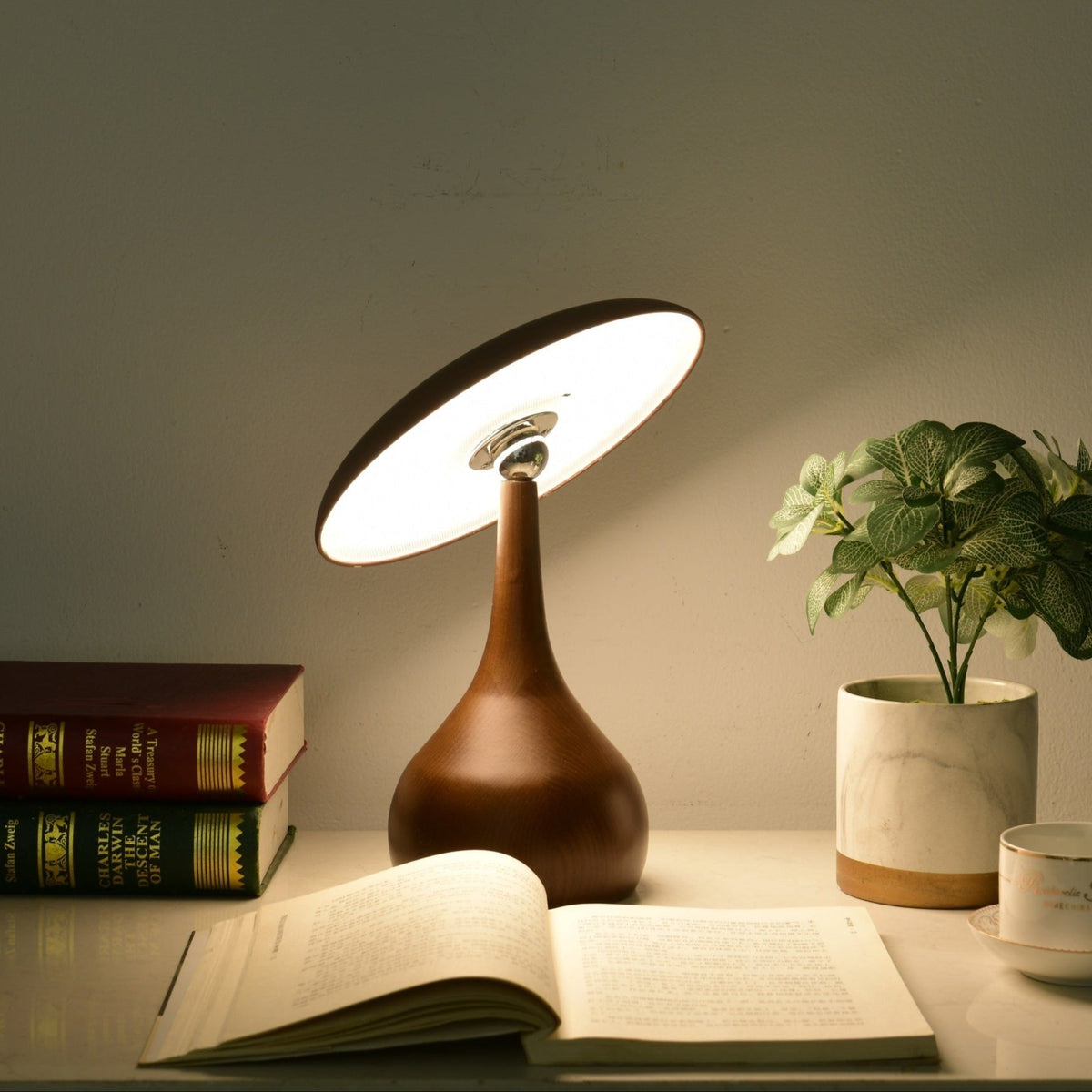 Lunara Arc Wood Table Lamp