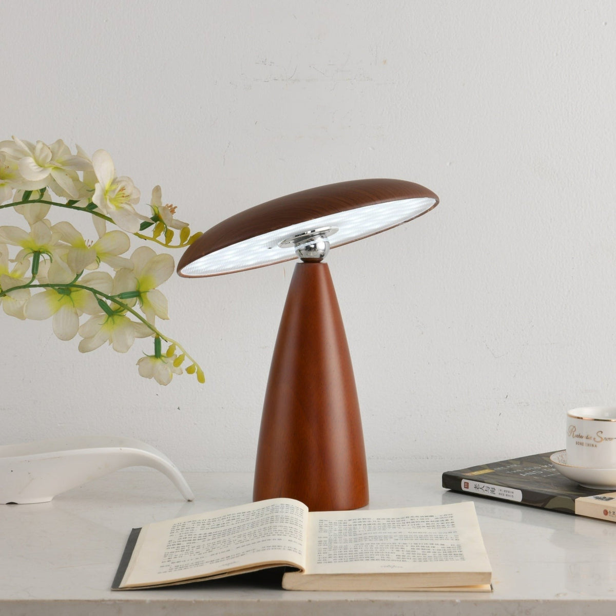 Lunara Arc Wood Table Lamp