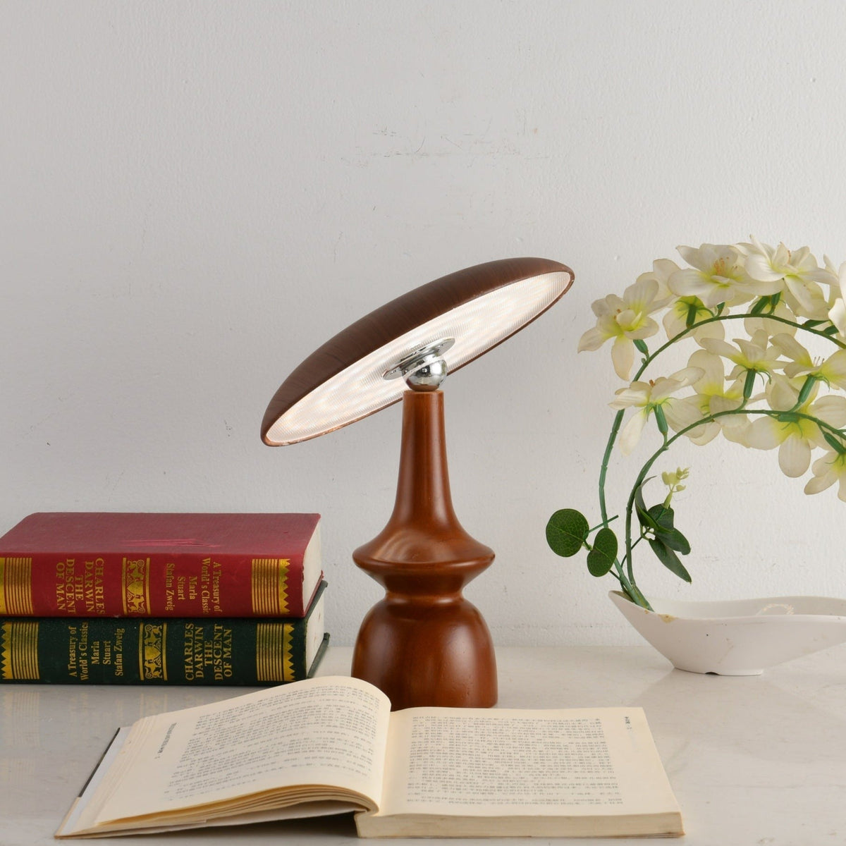 Lunara Arc Wood Table Lamp