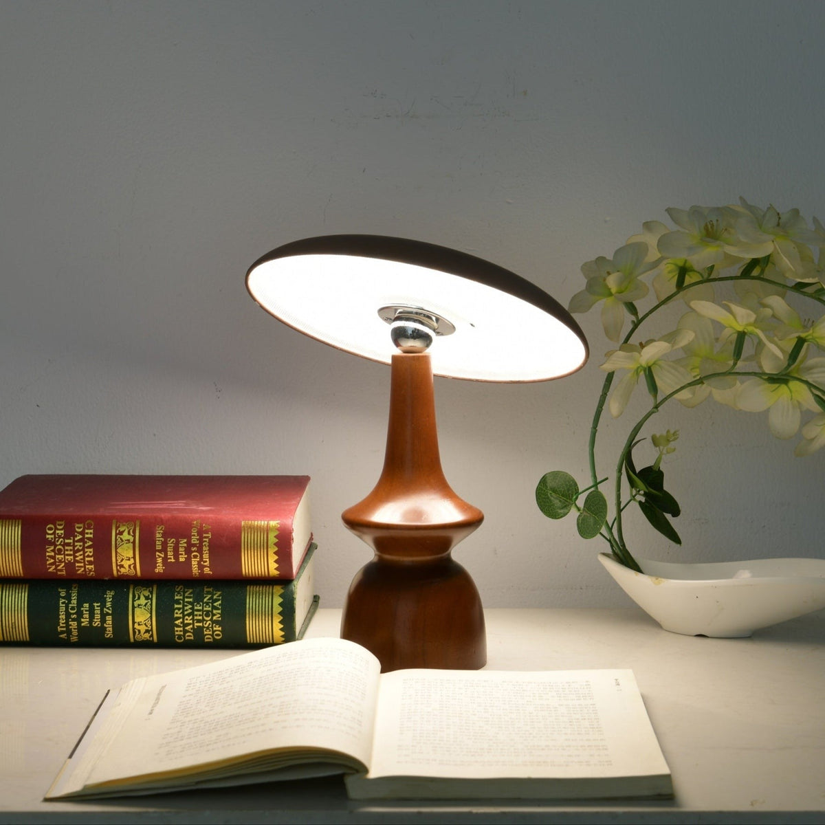 Lunara Arc Wood Table Lamp