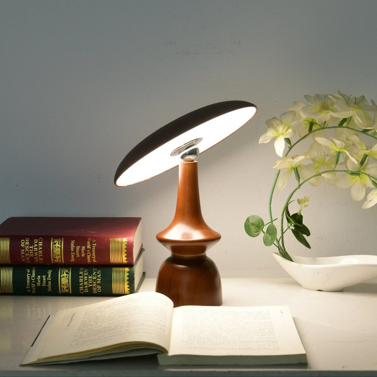 Lunara Arc Wood Table Lamp