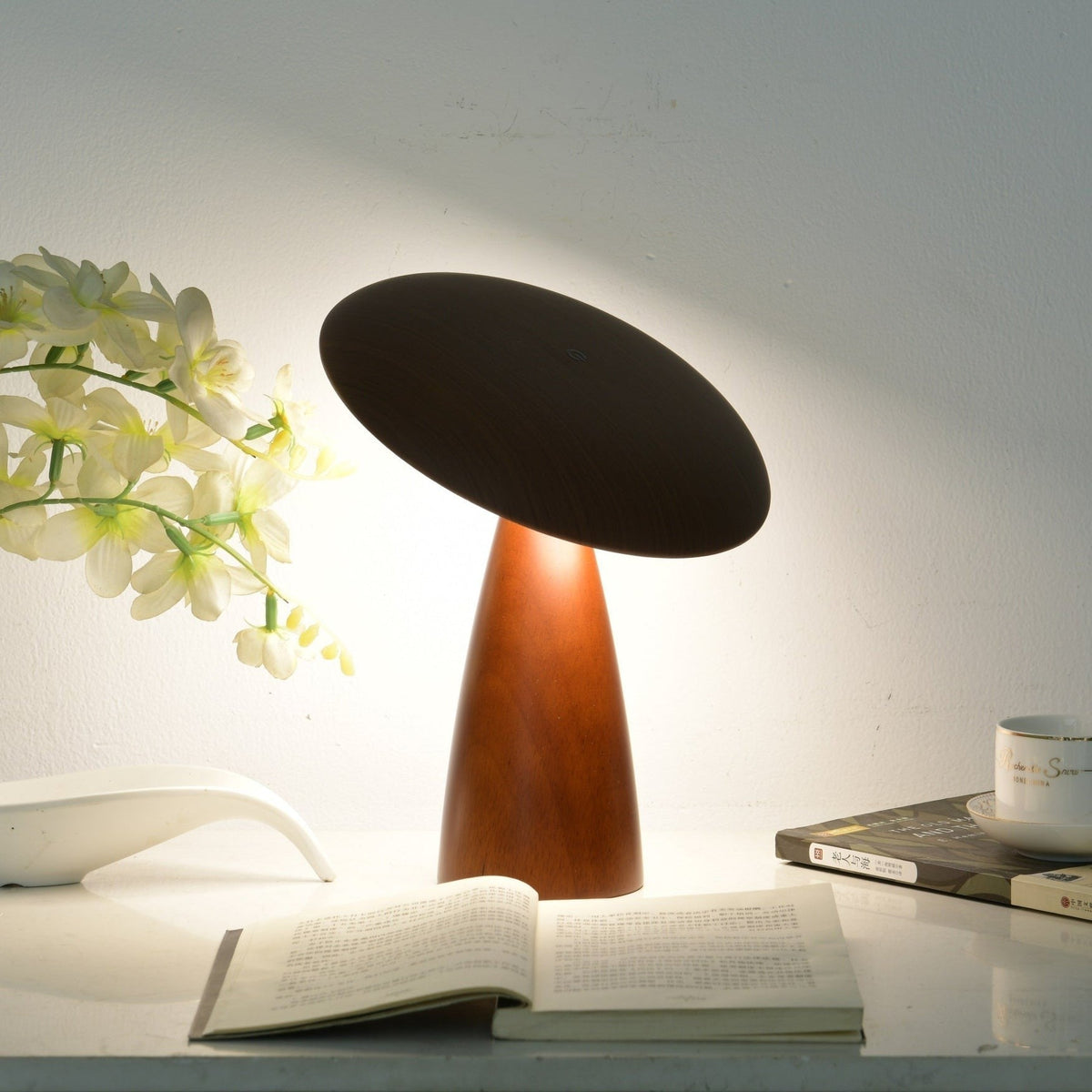 Lunara Arc Wood Table Lamp