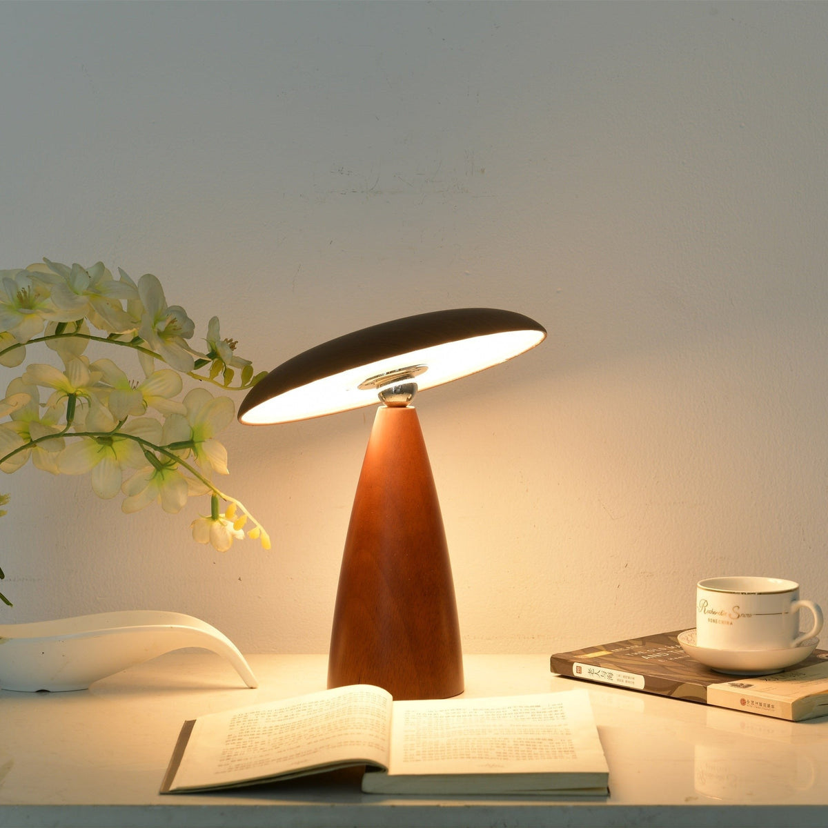 Lunara Arc Wood Table Lamp