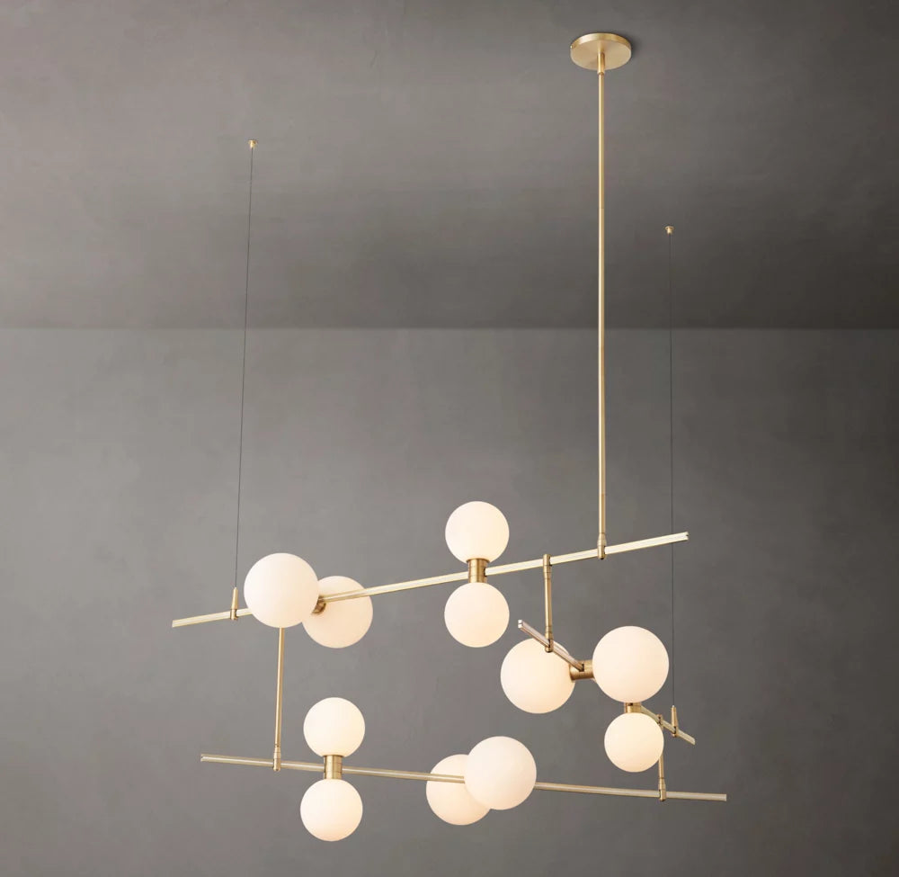 Milk Glass Orbit LED Chandelier