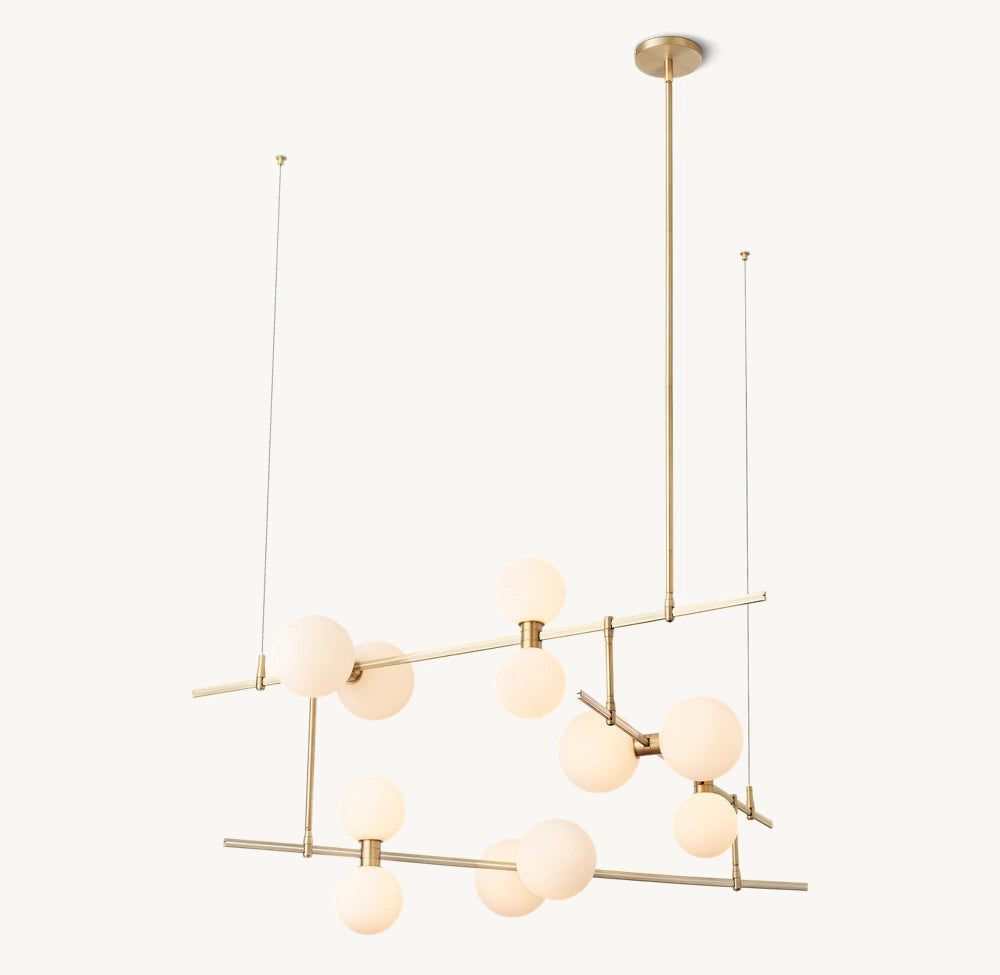 Milk Glass Orbit LED Chandelier