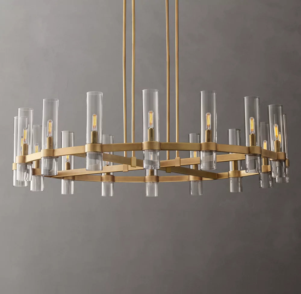 Milk Glass Radial Column Chandelier
